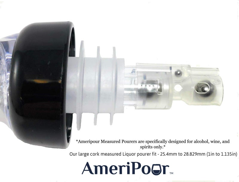 AmeriPour موزعات المشروبات المقاسة - سدادة كبيرة للزجاجات الكبيرة - مصنوعة 100% في الولايات المتحدة الأمريكية. فوهات بار لا تتسرب - لا تشققات، فقط صب كوكتيل مثالي في كل مرة. (شفاف، 1.5 أونصة (45 مل) - عبوة 3)  - Image 4